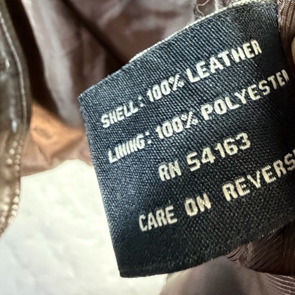 GUESS 100% Genuine Leather Brown Button Jacket Size L - Picture 7 of 13